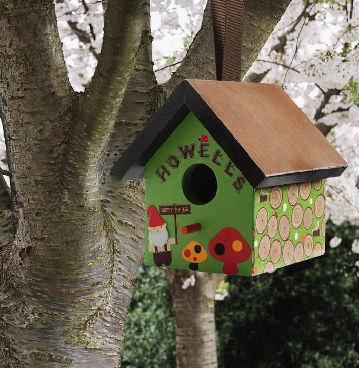 Gnomes live outdoors - so it only makes sense that they would turn a regular birdhouse into a Mod Podged gnome birdhouse. I love Mod Podge Outdoor!