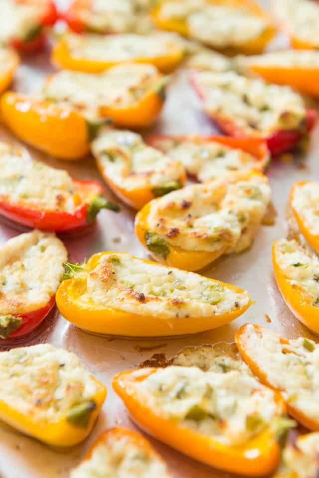 Stuffed Mini Peppers - on Sheet Pan with Yellow and Red Peppers