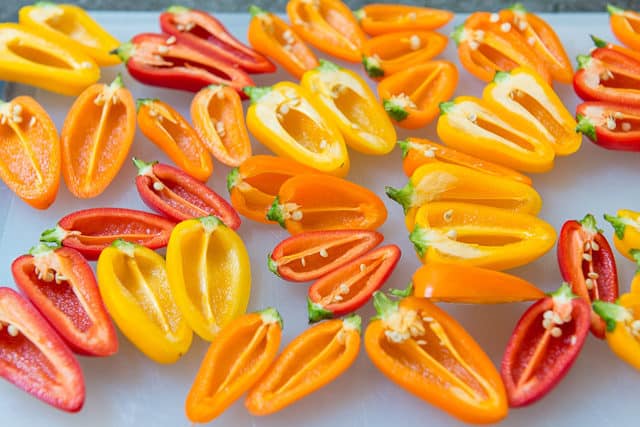 Mini Sweet Bell Peppers Cut in Half