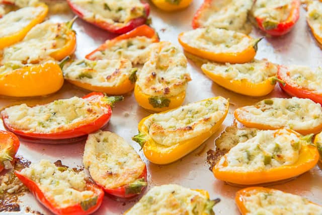 Goat Cheese Stuffed Peppers - On Tray with Mini Size