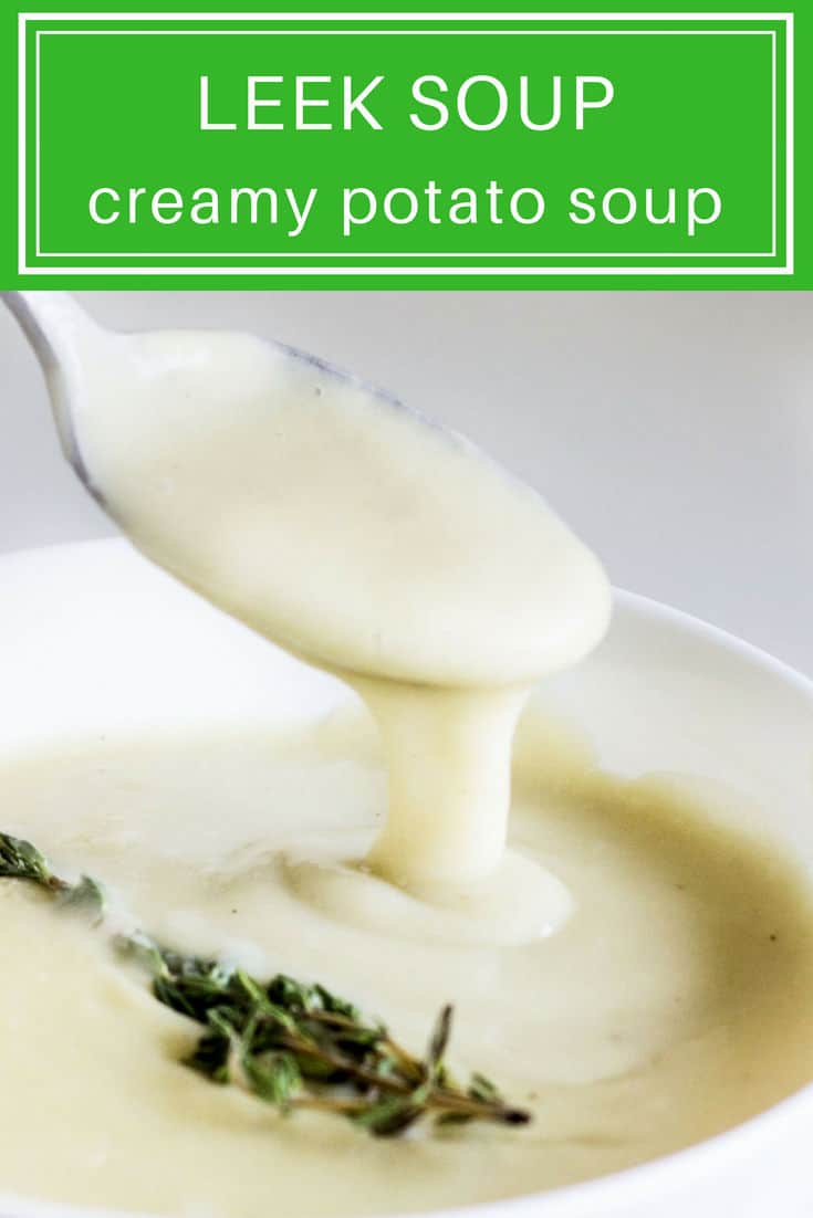 Leek Soup Recipe: A French, creamy potato soup made in 30 minutes! Healthy, vegan, vegetarian recipe via MonPetitFour.com